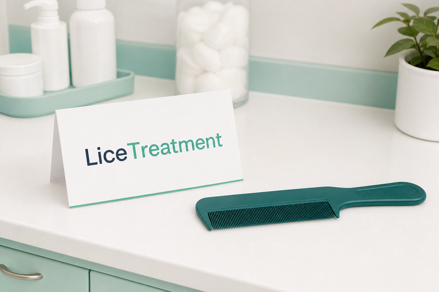 Lice treatment consultation materials arranged for a family